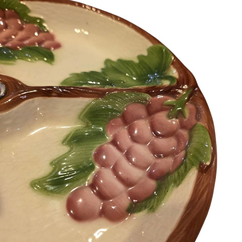 Maddux of Calif. Vintage Grape Vine Divided Serving Dish 3107L - Picture 2 of 9